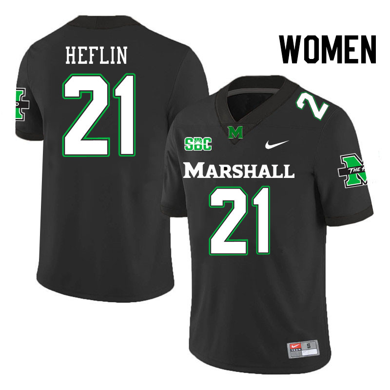 Women #21 Ashton Heflin Marshall Thundering Herd SBC Conference College Football Jerseys Stitched-Bl